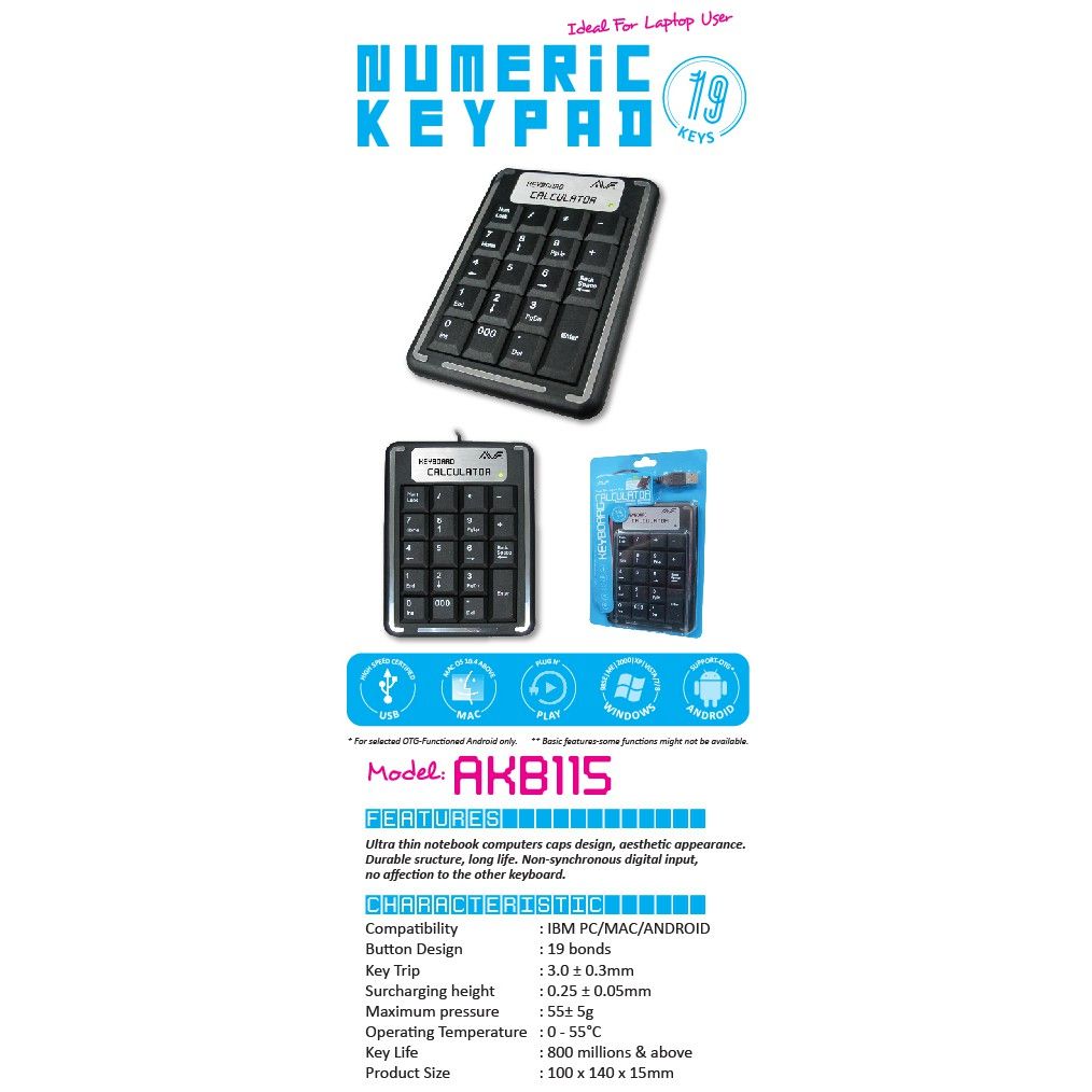 AVF AKB115 USB NUMERIC KEYBOARD