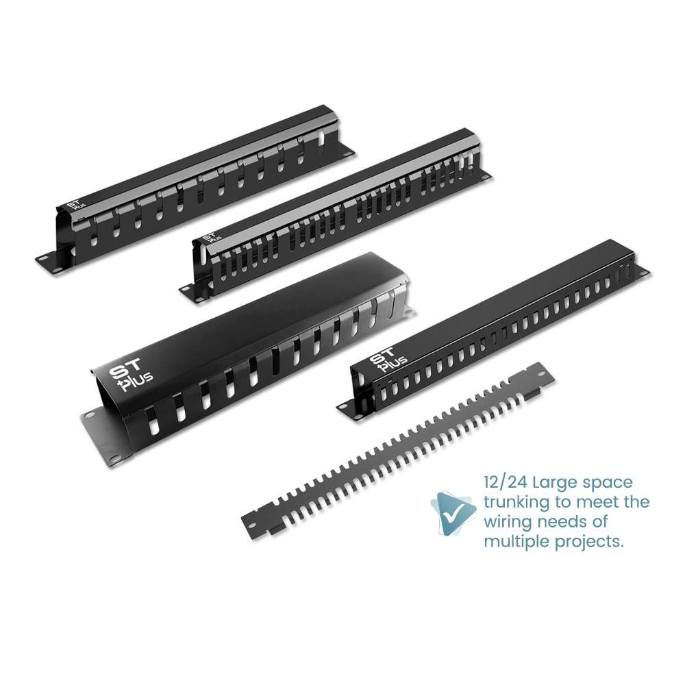 12 24 25 PORTS 24 48 50 DUCT 19" 1U 2U CABLE MANAGEMENT PANEL AND FRONT WIRING DUCT