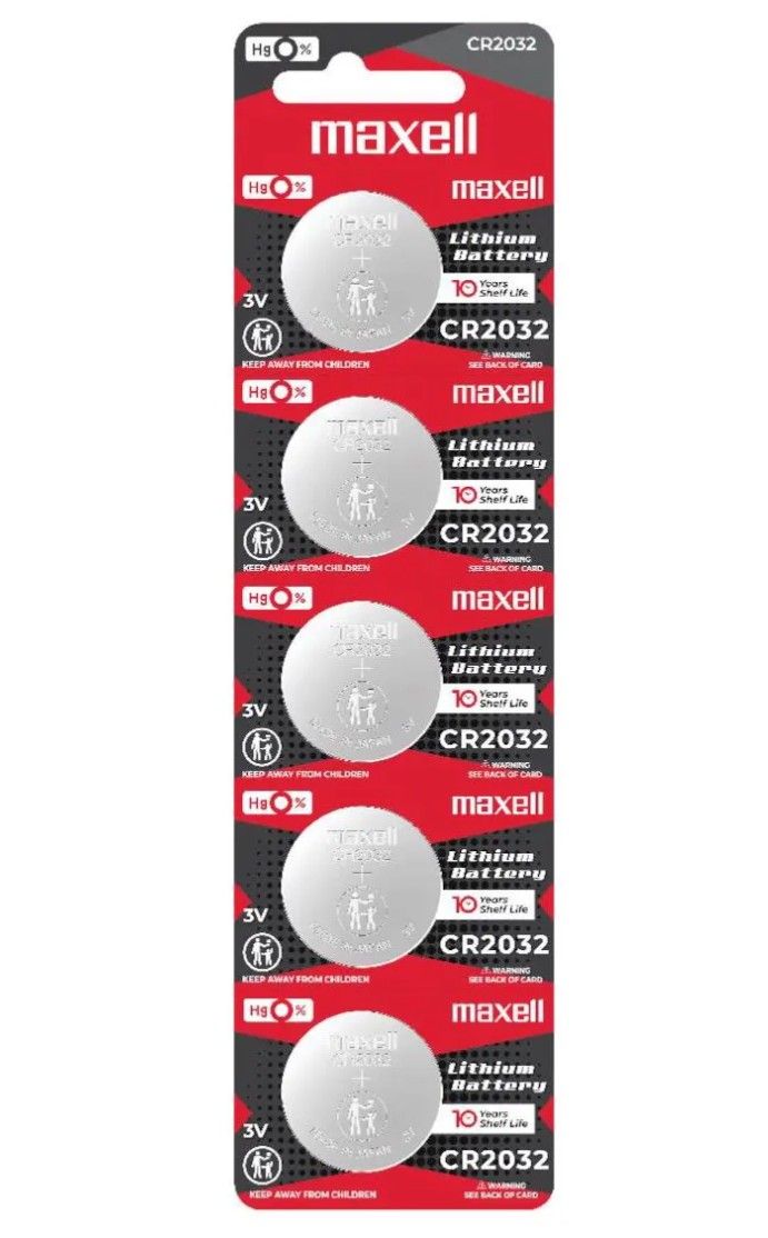 Maxell Micro-Lithium CR2032 Battery Pack (5pcs stripe) CR2032 5B