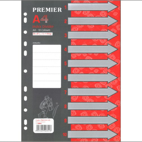 INDEX DIVIDER ABBA - 10 COLOUR