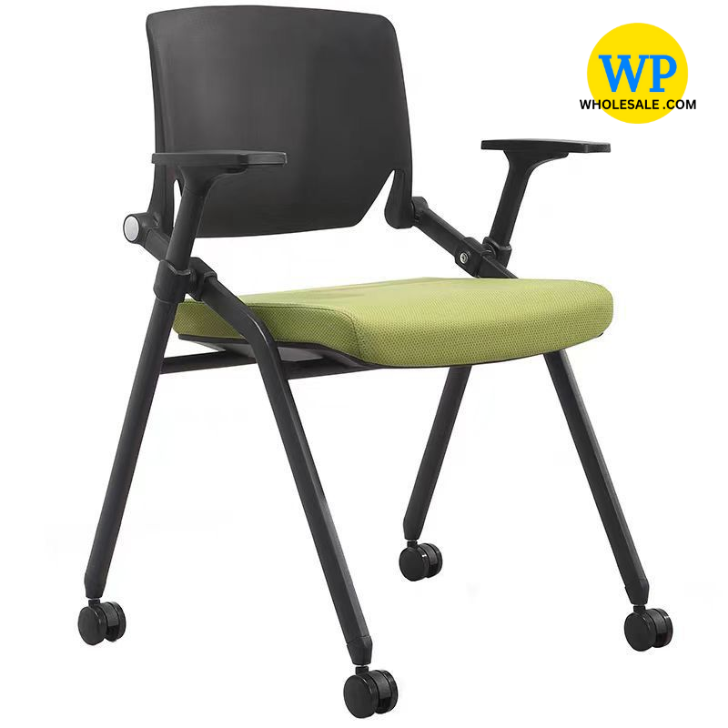 OK FOLDABLE TRAINING CHAIR WITH WHEELS / PLASTIC BASE / 25MM HIGH DENSITY FOAM SEAT / EPOXY FRAME / STUDY CHAIR