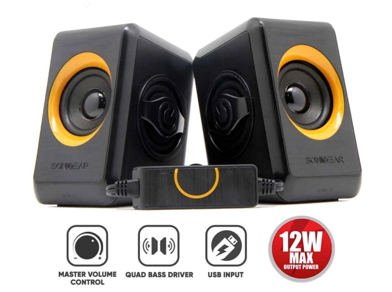 SonicGear Quatro 2 Powerful USB Wired Speaker | Line-In Volume Controller | Huge Driver Size | 1 Year Warranty