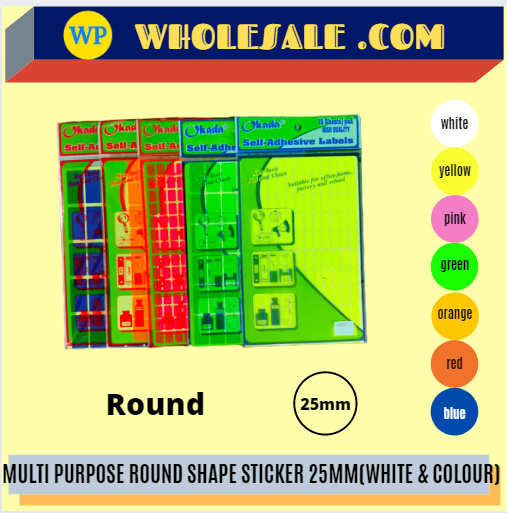 LABEL / ROUND / MULTI PURPOSE / 25MM / ALL COLOUR / ROUND LABEL / STICKER LABEL / COLOUR LABEL /