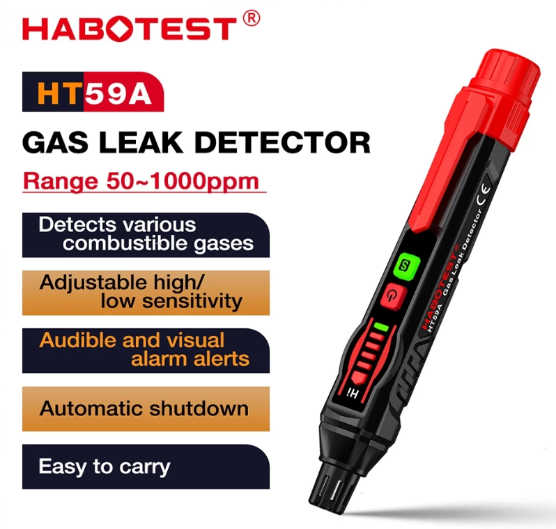 HABOTEST HT59A NATURAL GAS DETECTOR WITH AUDIBLE & VISUAL