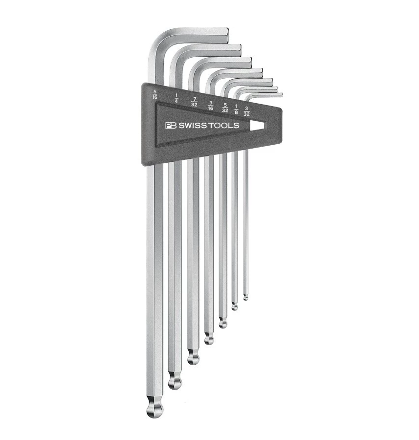 PB SWISS TOOLS 7pcs Inch Allen Key Hexagon L-Wrench Set Long Handle (Inch) PB 212Z.LH