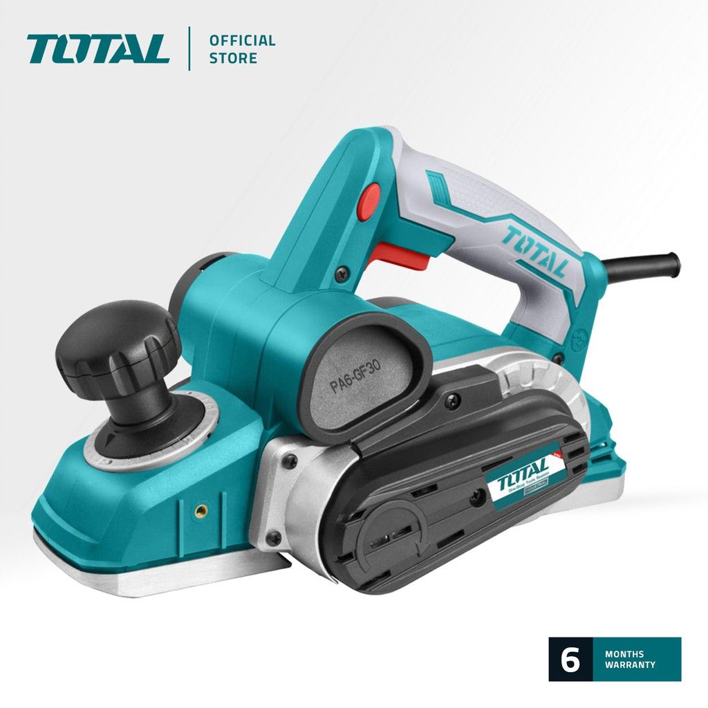 TOTAL TL1108236 ELECTRIC PLANER (FEATURING A HEAVY-DUTY ALUMINIUM BASE. TRIPLE BLADE DESIGNED WITH A SELF-COOLING BELT SYSTEM. CHANGEABLE RIGHT OR LEFT LARGE VOLUME CHIP CLEARANCE.)
