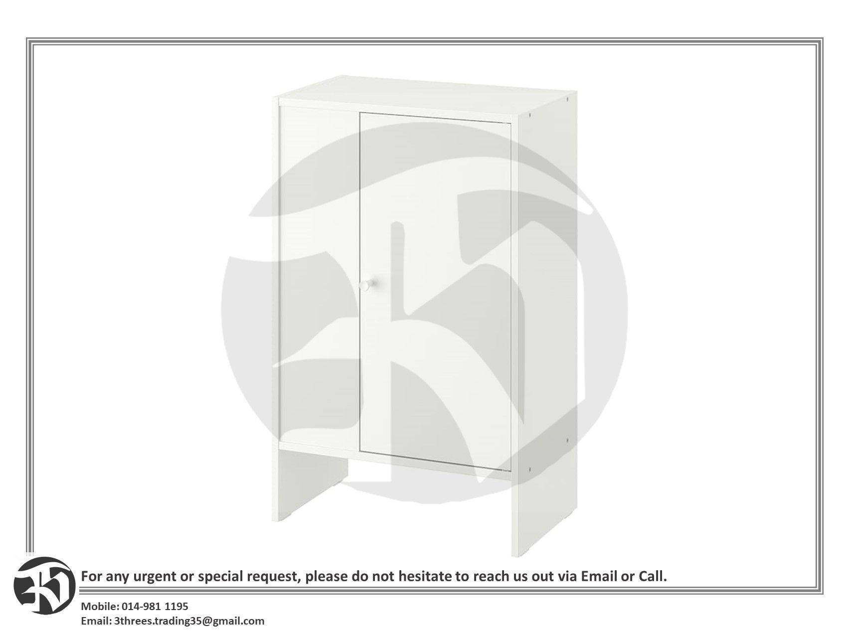 BAGGEBO Cabinet with Door, White 50 x 30 x 80cm (Self Assembly)
