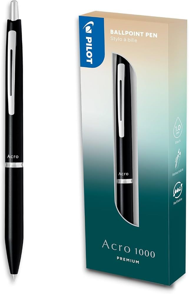 Pilot Acro 1000 0.5mm Black Ink / Black Barrel
