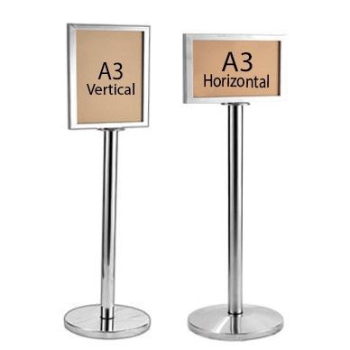 QS Stainless Steel Sign Stand A3 Size