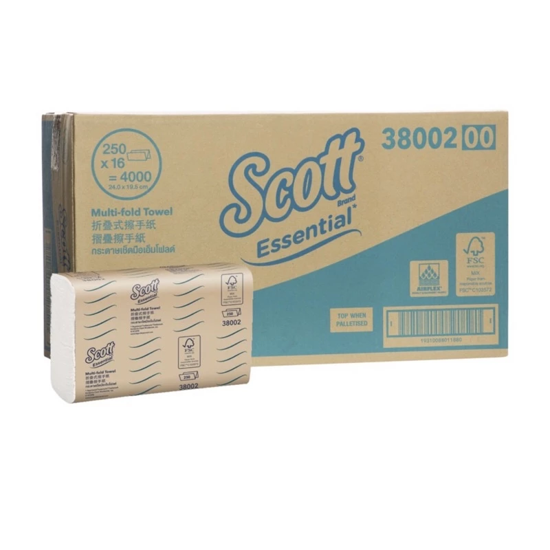 SCOTT® 38002 Essential Multi-Fold Hand Towel with Airflex technology and HACCP(16 pkts x 250pcs)
