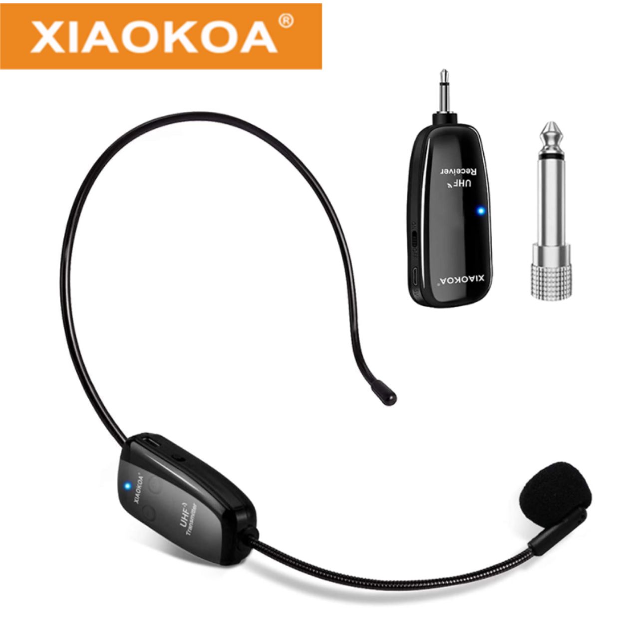 Xiaokoa UHF Wireless Microphone Professional Portable Voice Wireless Mic Wireless Head Mic for Teaching Stage