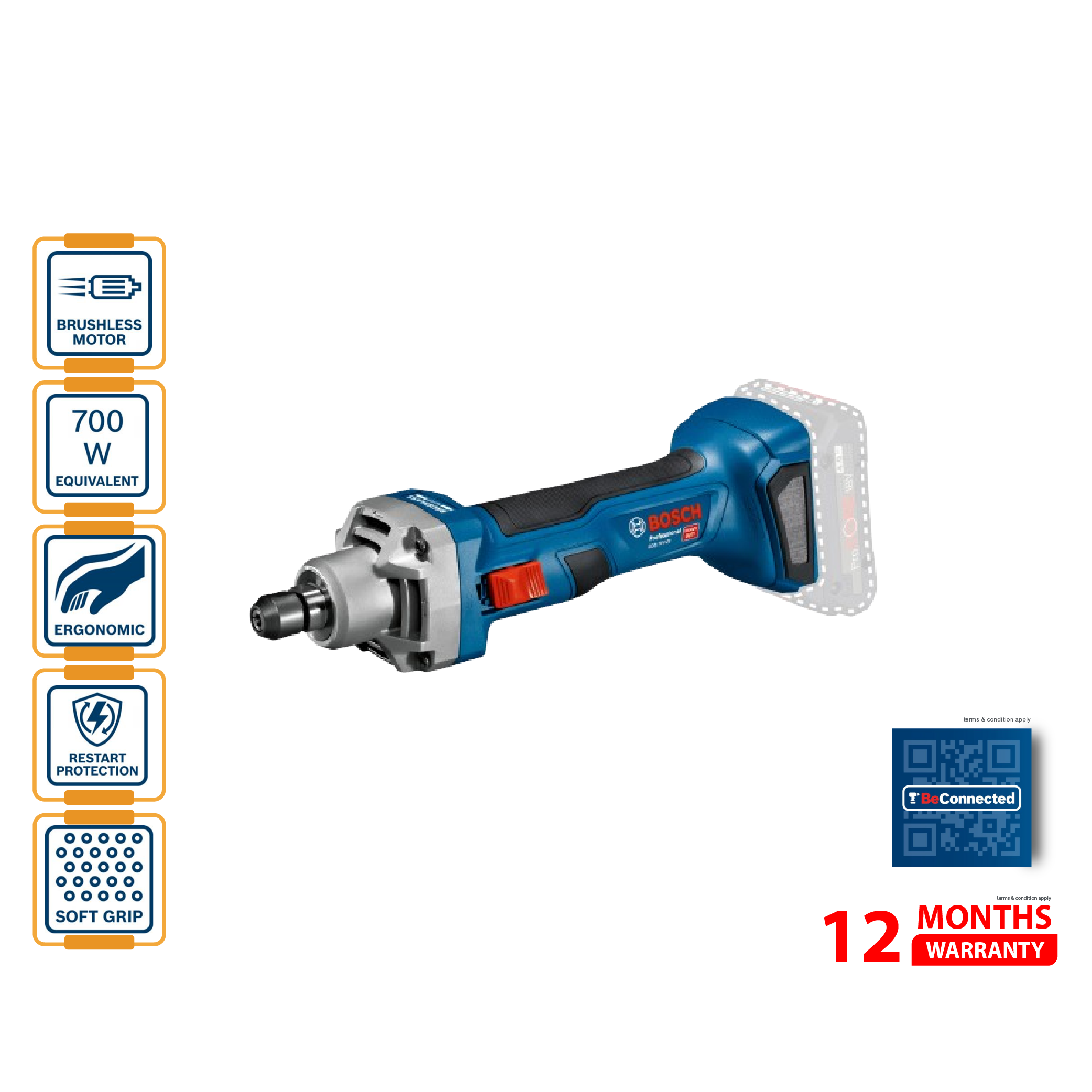 BOSCH GGS 18V-20 Cordless Straight Grinder (SOLO) - 06019B5401