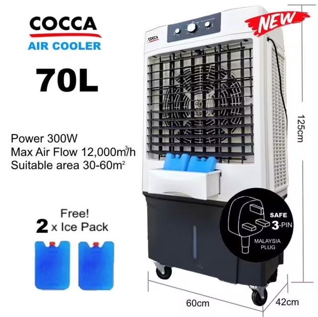 COCCA STORM series 50L70L/ 100L Tank Evaporative Air Cooler Auto Water Pump Cut Off
