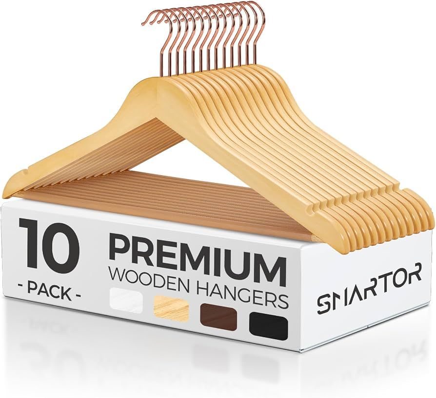 Solid Wood Clothes Hanger (Thicker Version), Pack of 10 Pieces