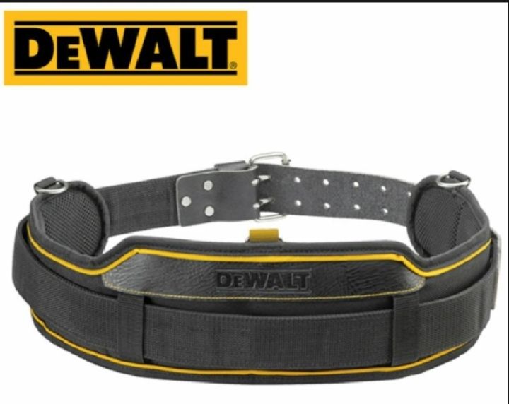 DeWALT DWST80908-8 Heavy Duty Leather Tool Belt Tracking With 2-Pin Metal Buckle (Black) - Free Deliver