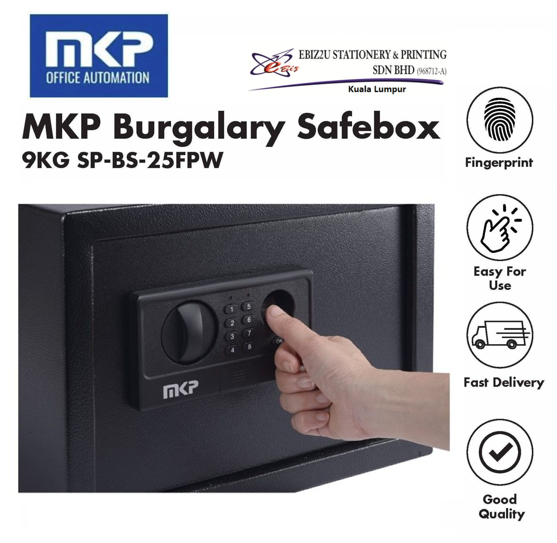 MKP Burgalary Safebox 9KG SP-BS-25FPW- personal safe box, Safe and Lock Box, banker safe, home safe