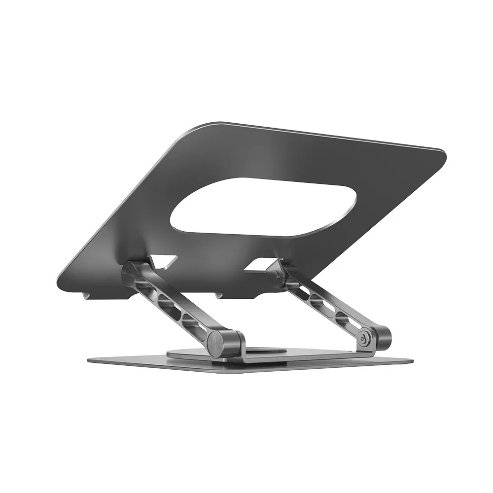 Adjustable Laptop Stand with 360° Rotating Heavy Base (Dual Shaft 360°, Sil)