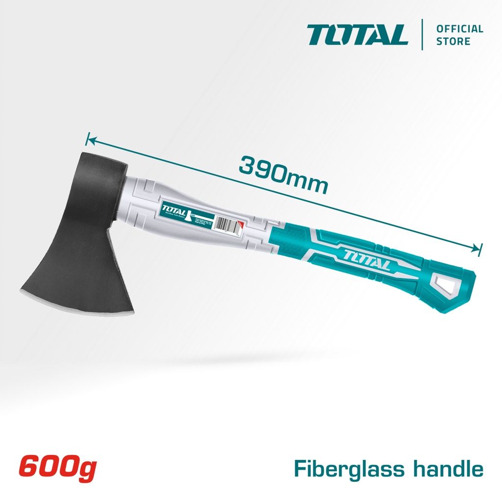 TOTAL AXE (600G/390MM) WITH UNIQUE DESIGN FIBREGLASS HANDLE + DROP FORGED + HEAT TREATED + CARBON STEEL AXE HEAD THTS78600