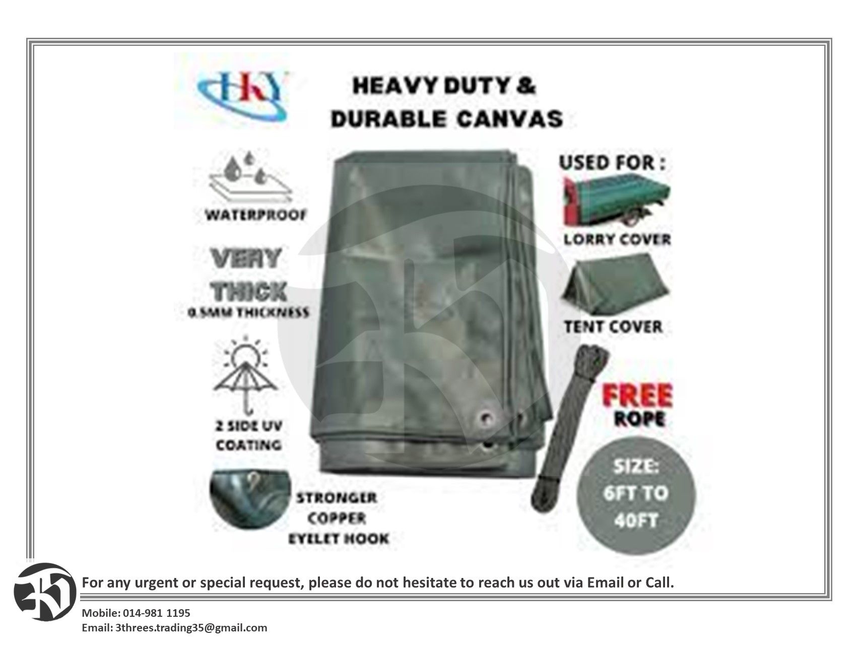 CANVAS GREEN NYLON Heavy Duty Durable Tarpaulin
