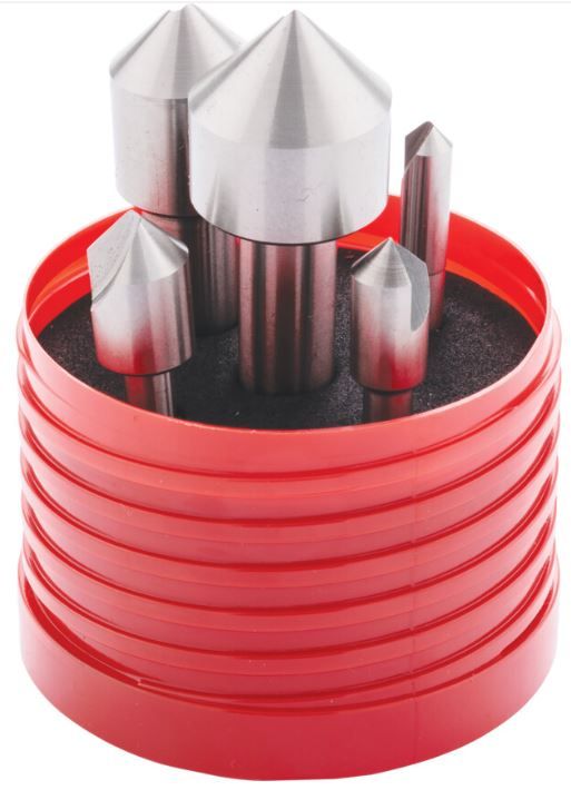 Sherwood Countersink Set, Countersink, Straight Shank, Set of 5, High Speed Steel, Uncoated SHR0209250K