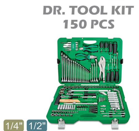 TOPTUL 150 PCS 1/4" & 1/2" DR. TOOL KIT GCAI150R