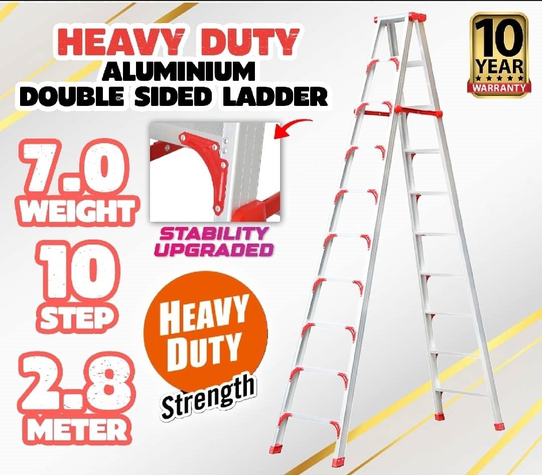 10 STEP LADDERMAN HEAVY DUTY ALUMINIUM DOUBLE SIDED LADDER