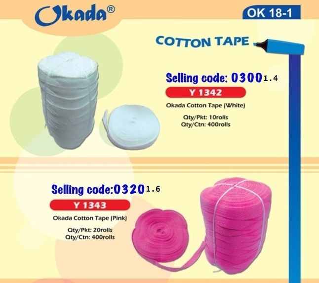 COTTON TAPE / Okada / Cotton Tape / Tape #White #Pink