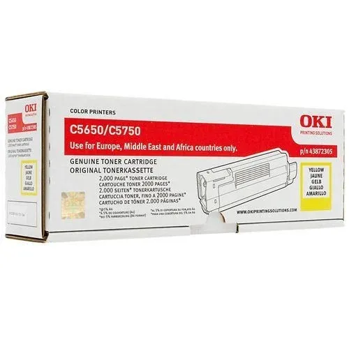 Genuine Malaysia OKI Warranty - OKI C5650/5750 YELLOW TONER 2K