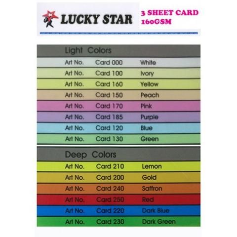 3 SHEET CARD 160gsm 100's (light)