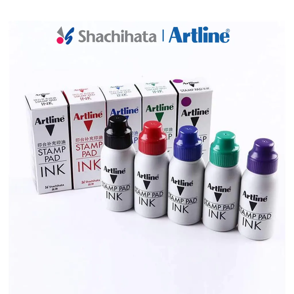 Artline Stamp Pad Refill Ink 50ml | 5 Colours | Waterproof  Red