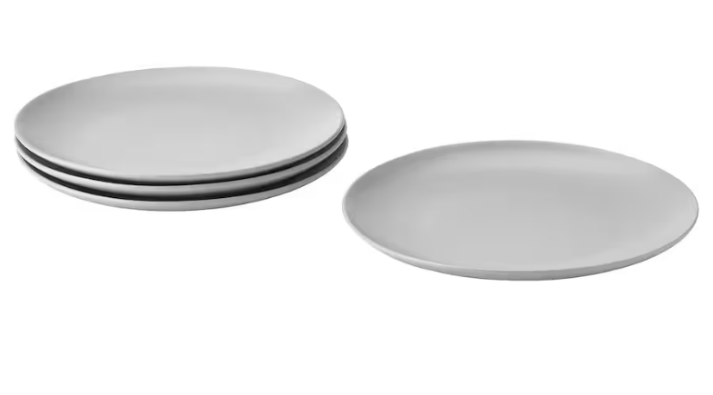 *FÄRGKLAR Plate, matt light grey, 26 cm, 4 pcs per pack