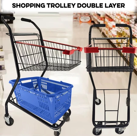 2 LEVEL BASKET TROLLEY (GREEN)