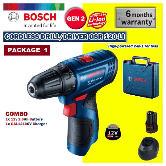 Genuine Malaysia (Original) Bosch 12V GSR 120-LI Cordless Drill/Driver SOLO or Battery Charger Set GSR120-LI