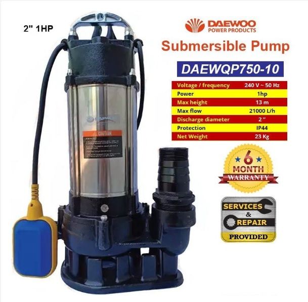 Daewoo 2鈥�1HP / 750W Auto Electric Submersible Pump DAEWQP750-10F