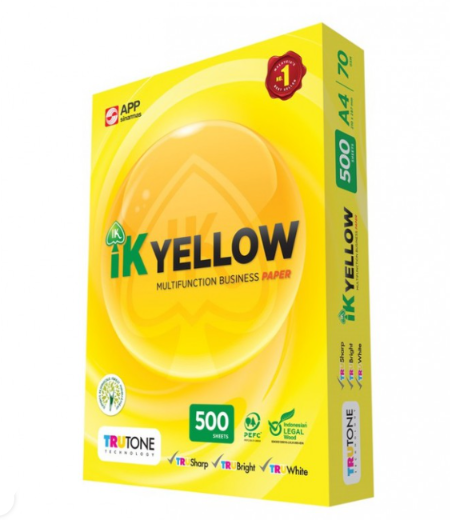 A4 80GMS IK YELLOW PAPER- 450 SHEET / A4 PAPER / IK YELLOW / INDAH KIAT / A4 PAPER / WHITE PAPER / PHOTOSTAT PAPER
