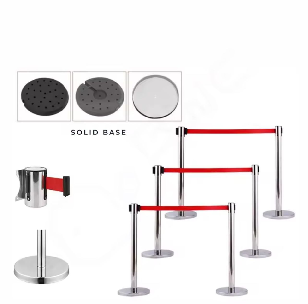 Stainless Steel Queue Up Stand With 2 Meter Retractable Belt / POLE / TIANG BERATUR / QUEUE UP STAND