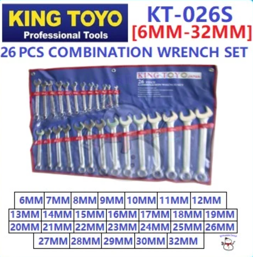 KING TOYO 26PCS COMBINATION WRENCH SET KT-026S 6MM TO 32MM