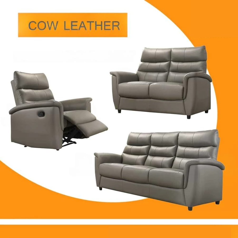 Cow Leather Recliner 1+2+3 Sofa Set