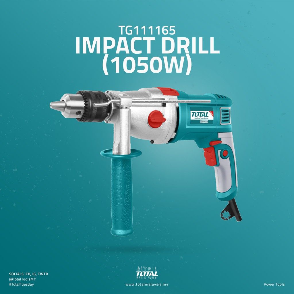 TOTAL TG111165 IMPACT DRILL 1050W (KEYED DRILL CHUCK.)