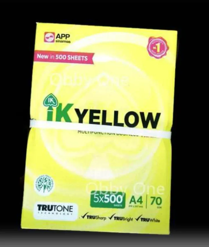 IK Yellow (Indah Kiat) A4 paper 70 gsm 500 Sheets - 1 box ( 5 reams )