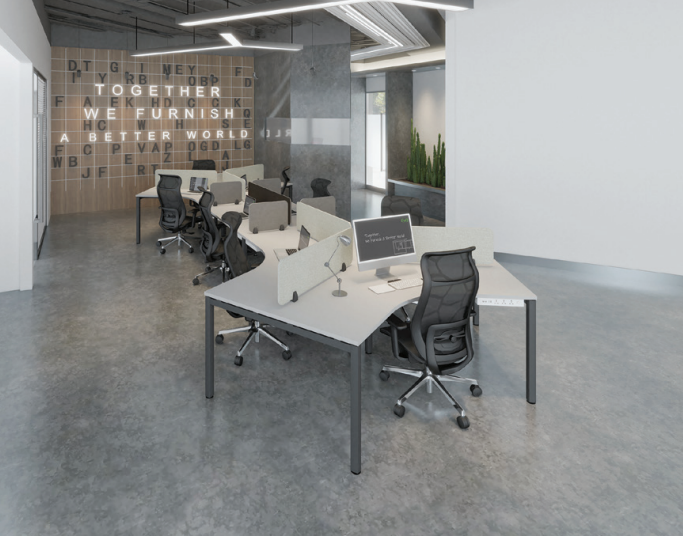 WORKSTATION WITH PARTITION OFFICE TABLE B16-SL-8Y (8 SEATER) / B16-SL-6Y (6 SEATER)