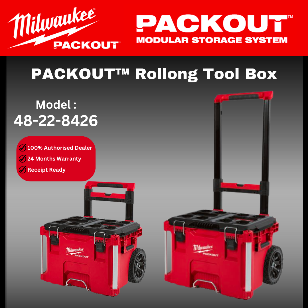 Milwaukee Packout Rolling Tool Box / 48-22-8426 / Bekas Simpanan / Tool Box / Storage Box