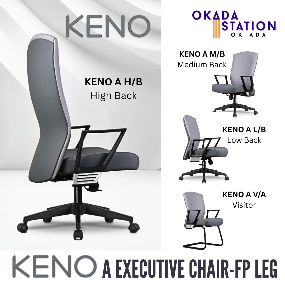 KENO A ERGONOMIC OFFICE CHAIR (ARMREST A) - ALL SIZE / EXECUTIVE SERIES / OFFICE CONFERENCE CHAIR / OFFICE SWIVEL CHAIR / ERGONOMIC CHAIR / EXECUTIVE CHAIR / DIRECTOR CHAIR / OFFICE CHAIR / FP BASE / FABRIC / PU LEATHER / KENO