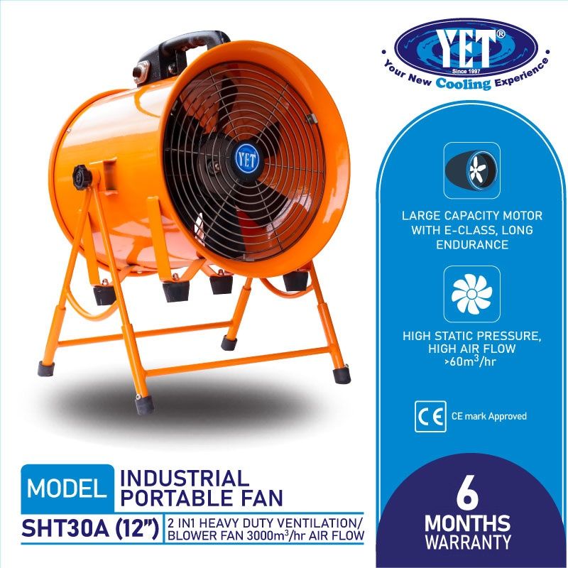 YET ECO SHT30A Heavy Duty 12'' Portable Ventilator Fan