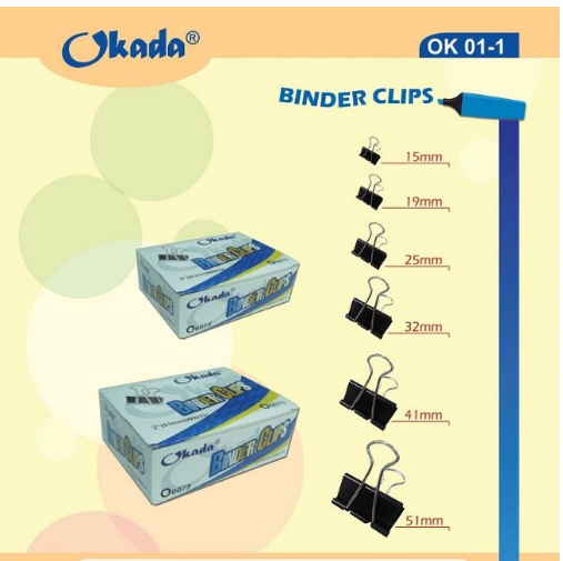 OKADA Binder Clip 25mm / 12'S PER BOX / BINDER CLIP