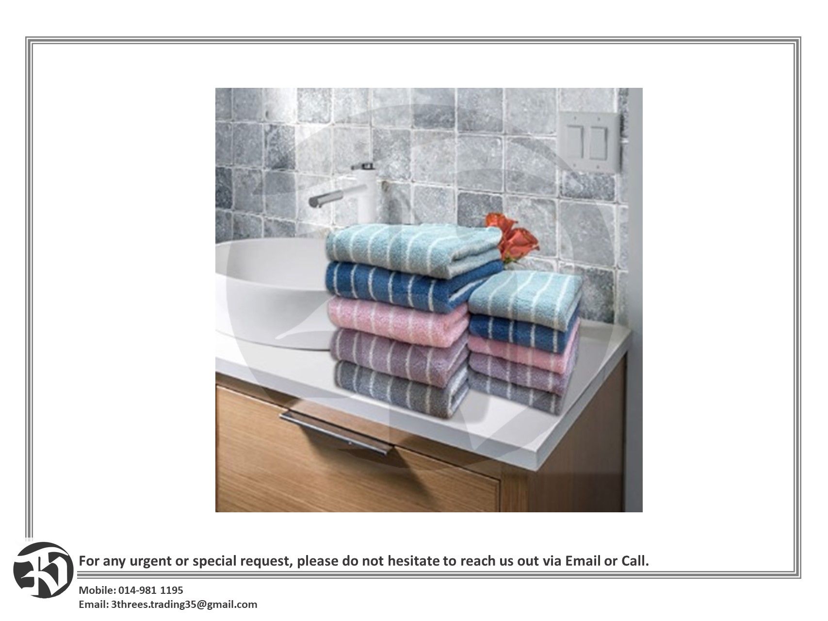 100% Cotton Hand Towel (33 x 78cm)