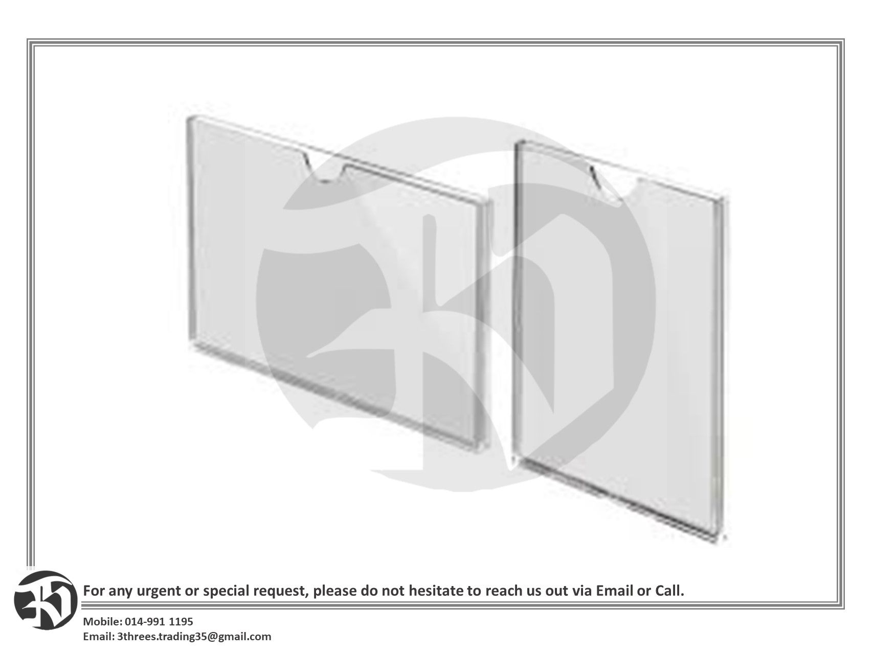 Acrylic Sign Wall Size A4-Wall Mounted