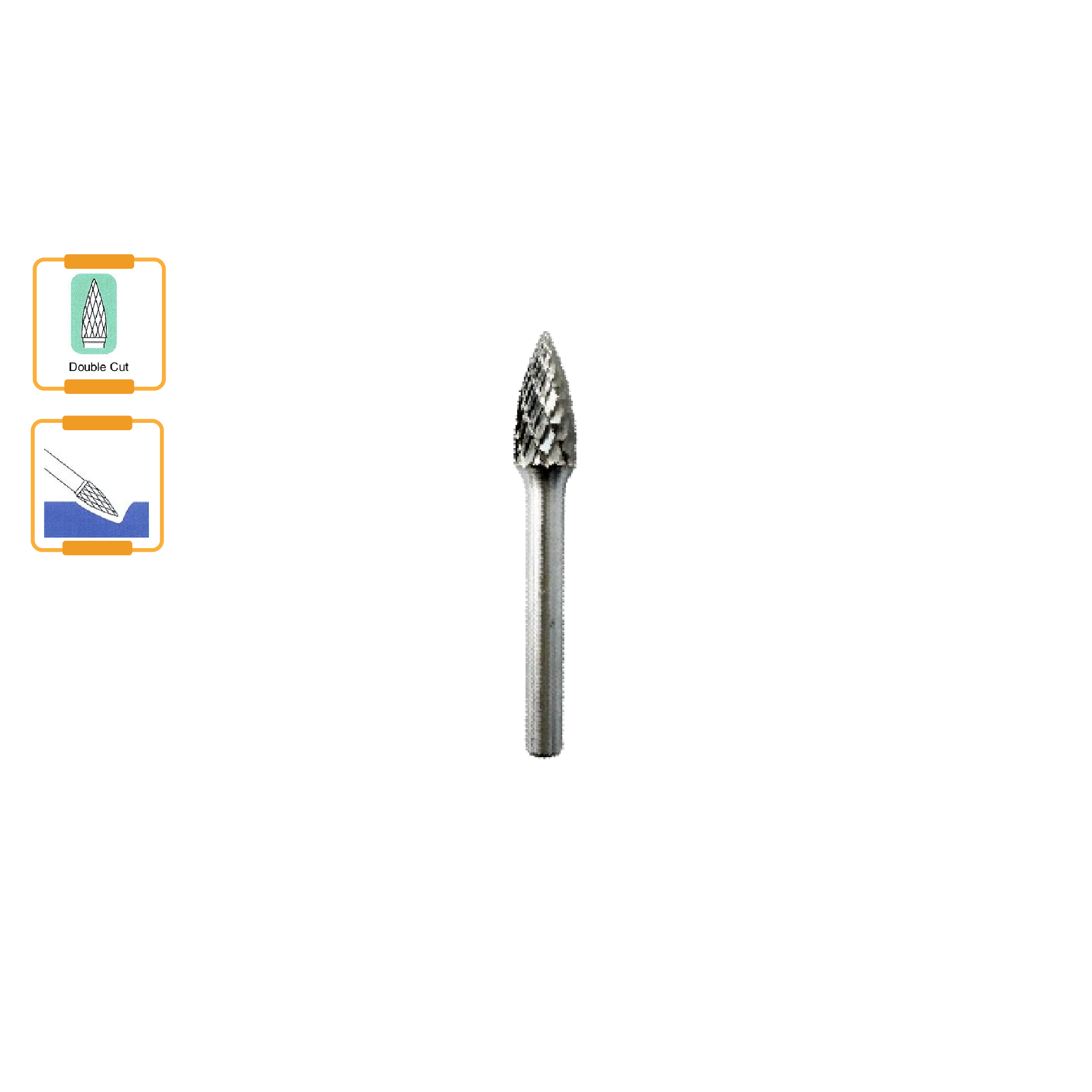 TBS Tungsten Carbide Rotary Burr Tree Pointed End (Double Cut)