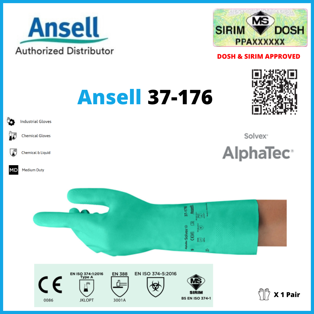 Ansell AlphaTec® Solvex® 37-176, Sirim and Dosh Approved.