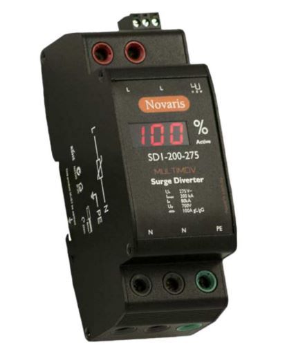 Surge Diverter, MULTIMOV, 1 Phase, 200kA, 275VAC, Digital Display, Alarm contact SD1-200-275